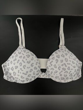 Pepper 32B Slate Leopard Bra Underwire Lift No Gap Padded New